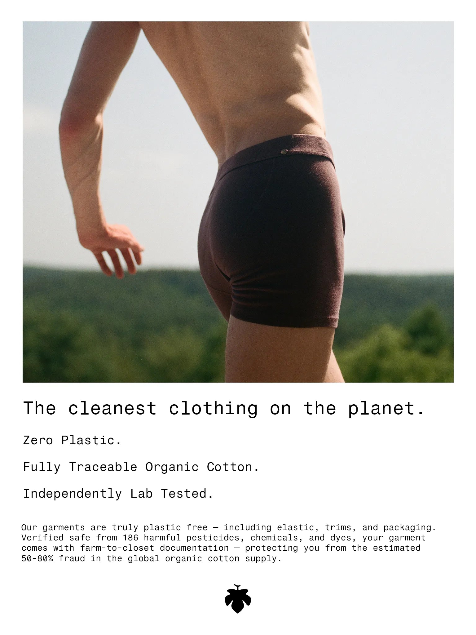 Cinder | EDN men's organic cotton underwear — zero plastic, fully traceable, independently lab tested, safe from 186 harmful chemicals