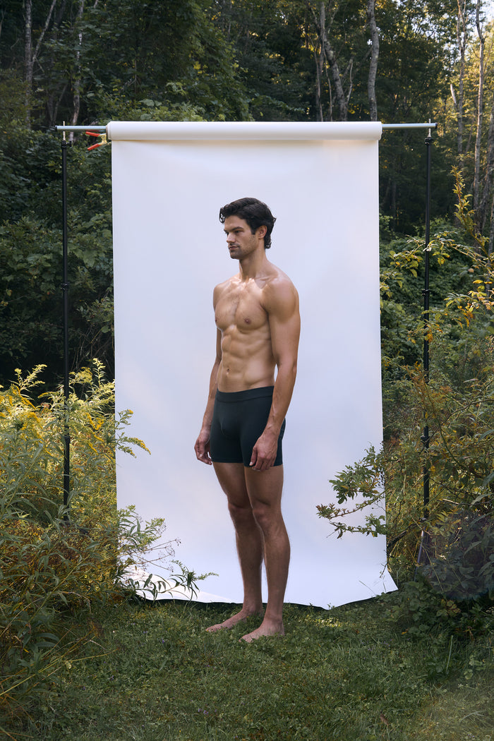 Cinder | EDN Genesis men's boxer briefs side view on body, organic cotton