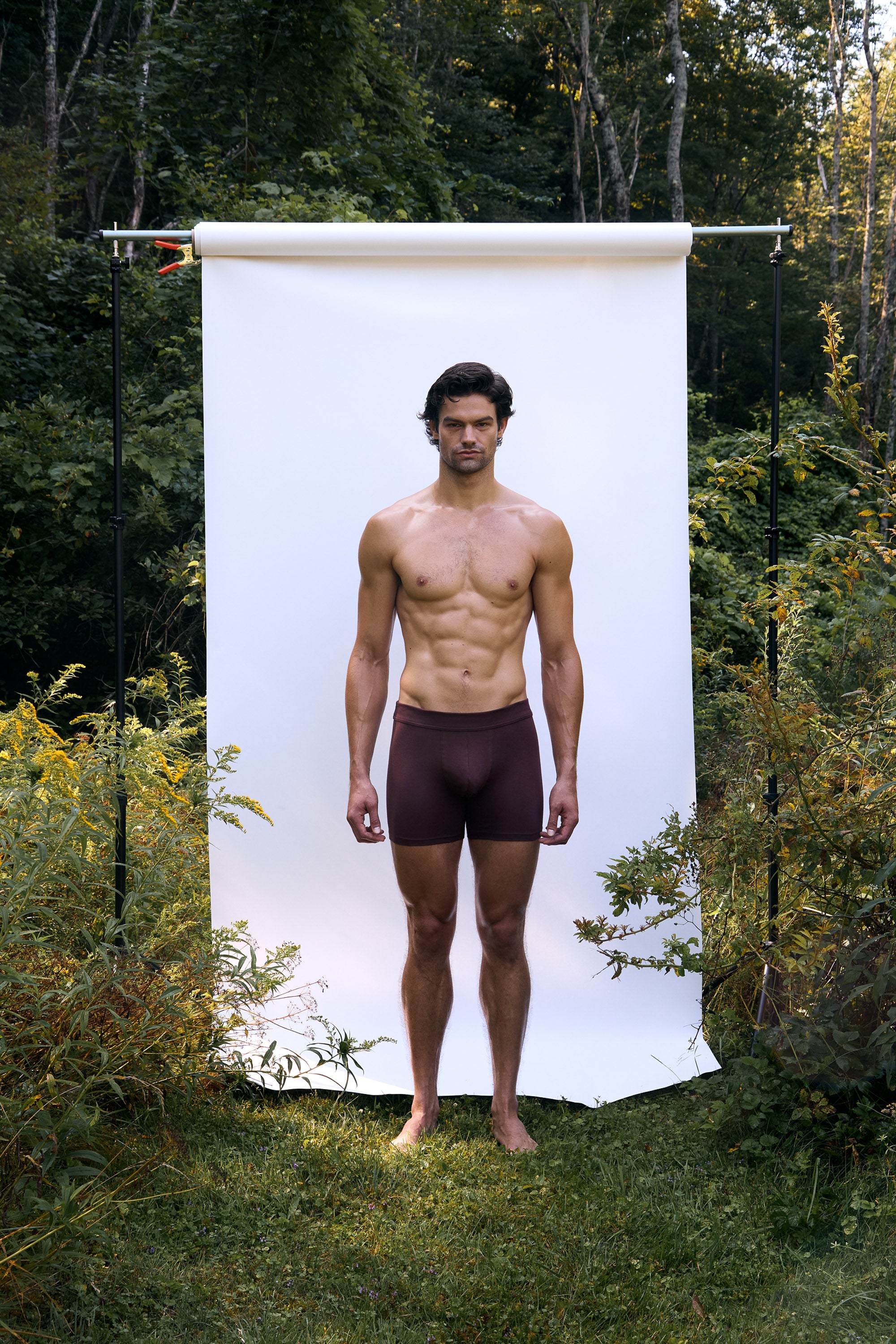 Clay | EDN Genesis men's boxer briefs front view on body, organic cotton