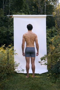 Shale | EDN Genesis men's boxer briefs rear view on body, organic cotton