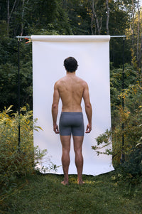 Shale | EDN Genesis men's boxer briefs rear view on body, organic cotton