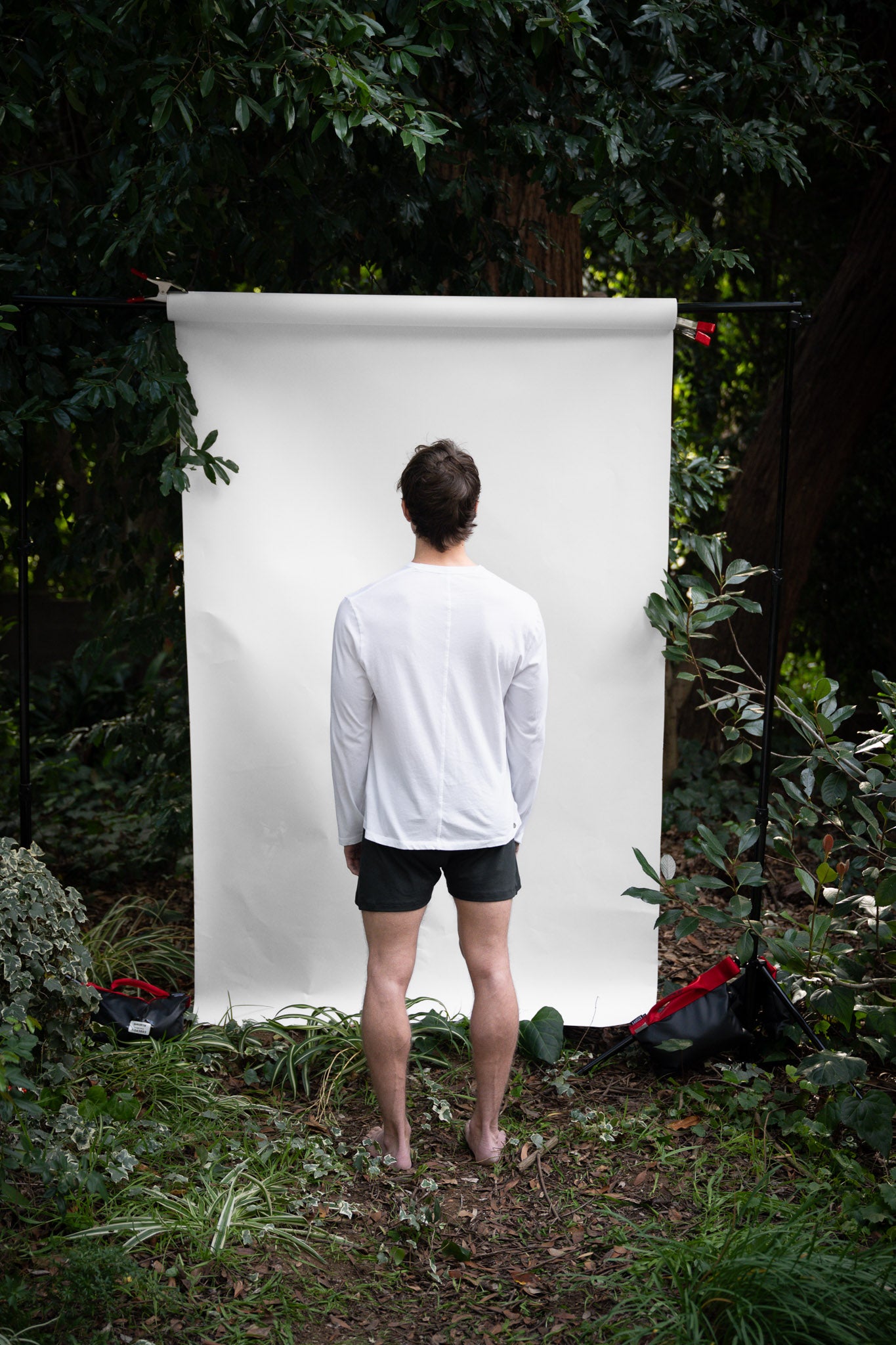 Alabaster | EDN Genesis mens long sleeve on-body rear view, organic cotton
