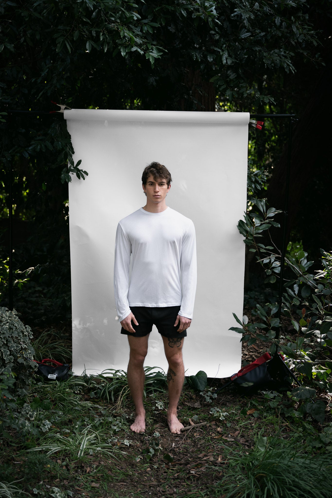 Alabaster | EDN Genesis mens long sleeve on-body front view, organic cotton