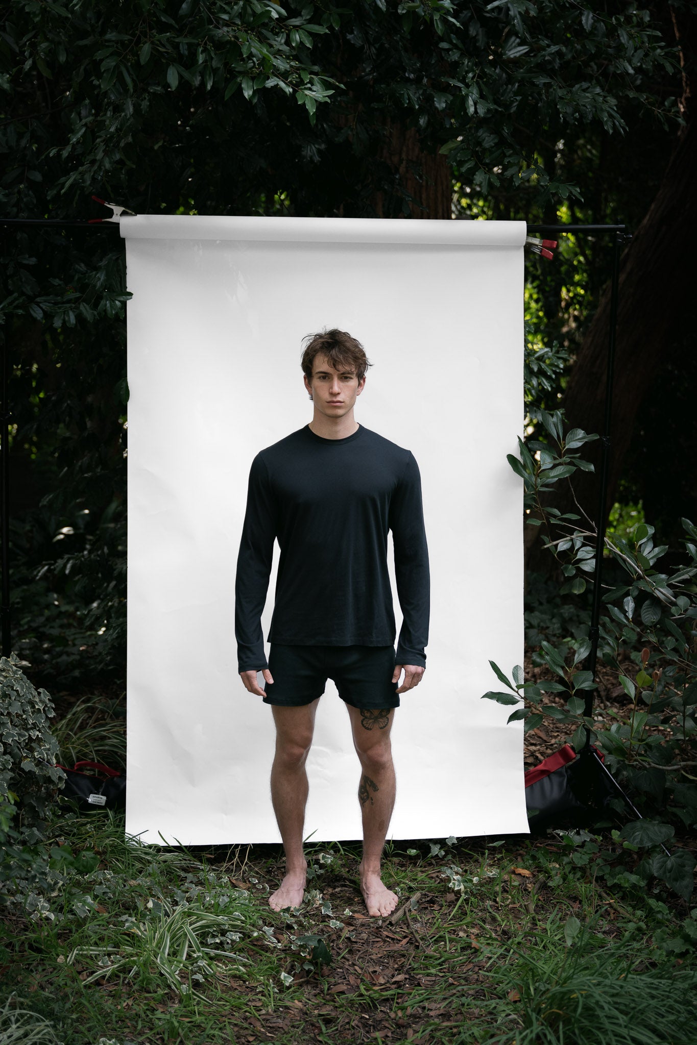 Cinder | EDN Genesis mens long sleeve on-body front view, organic cotton