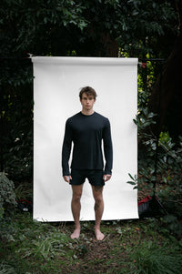 Cinder | EDN Genesis mens long sleeve on-body front view, organic cotton