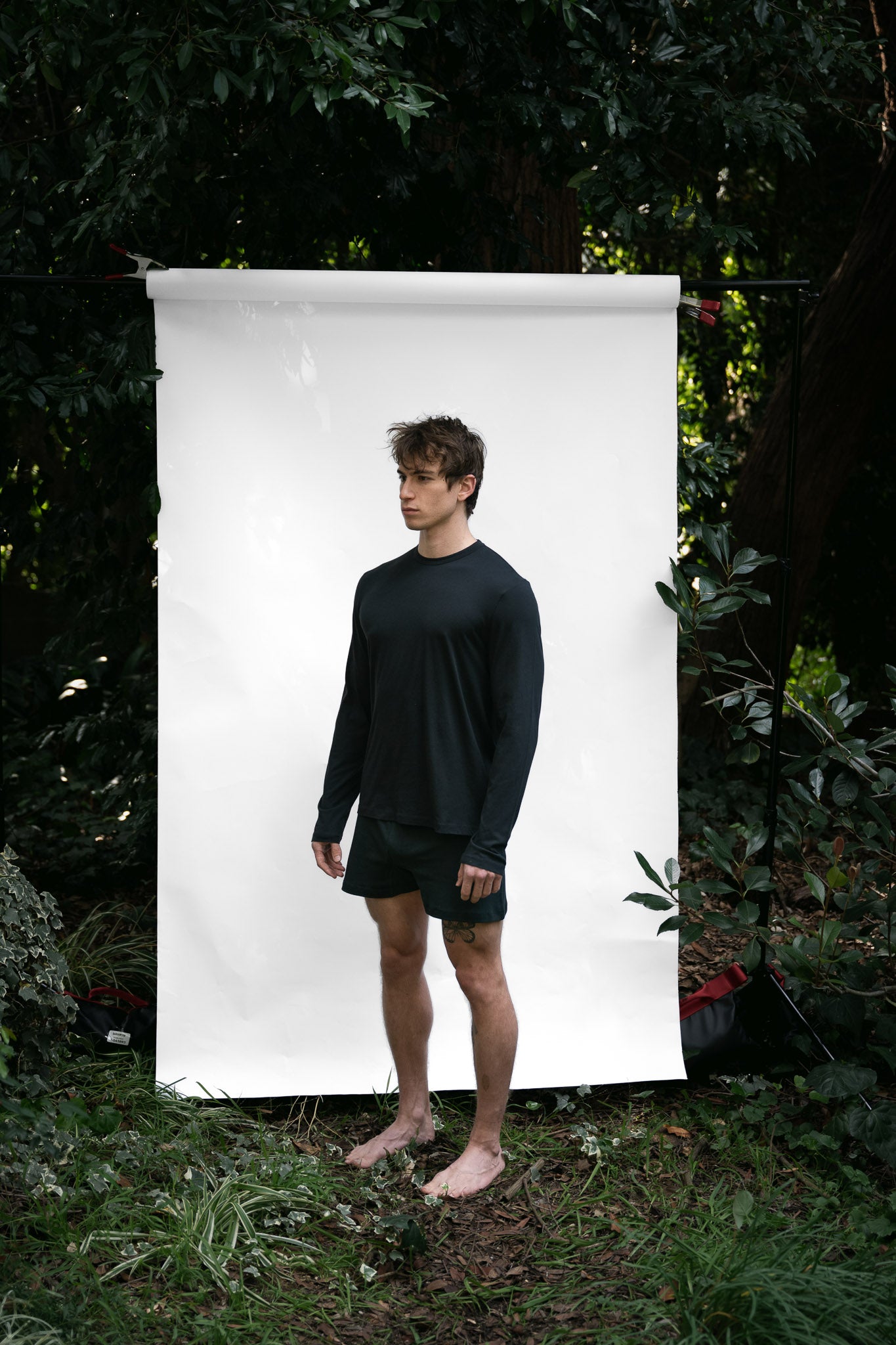 Cinder | EDN Genesis mens long sleeve on-body side view, organic cotton