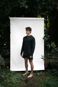 Cinder | EDN Genesis mens long sleeve on-body side view, organic cotton