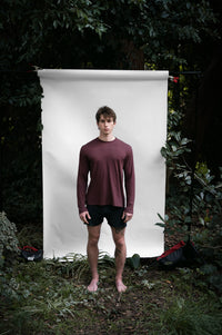 Clay | EDN Genesis mens long sleeve on-body front view, organic cotton