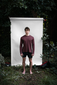 Clay | EDN Genesis mens long sleeve on-body front view, organic cotton