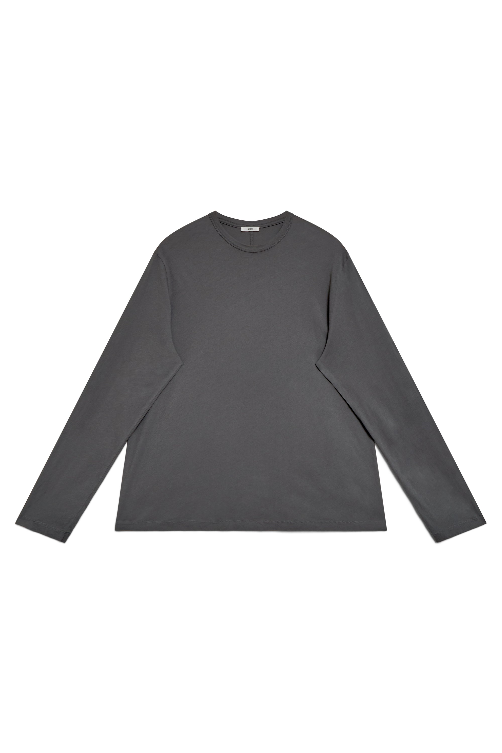 Shale | EDN Genesis mens long sleeve product front view, organic cotton