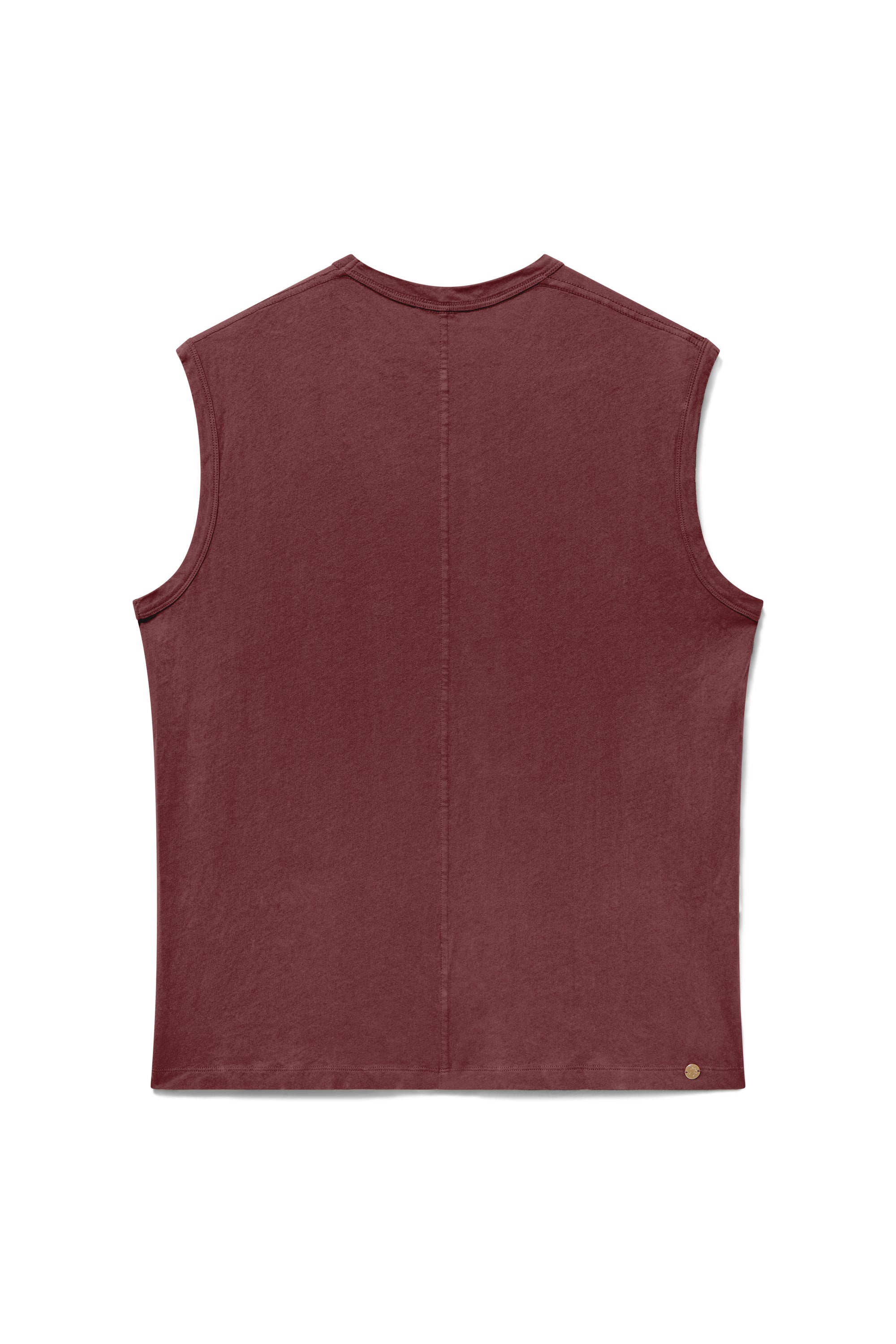 Clay | EDN Genesis mens muscle tee product rear view, organic cotton