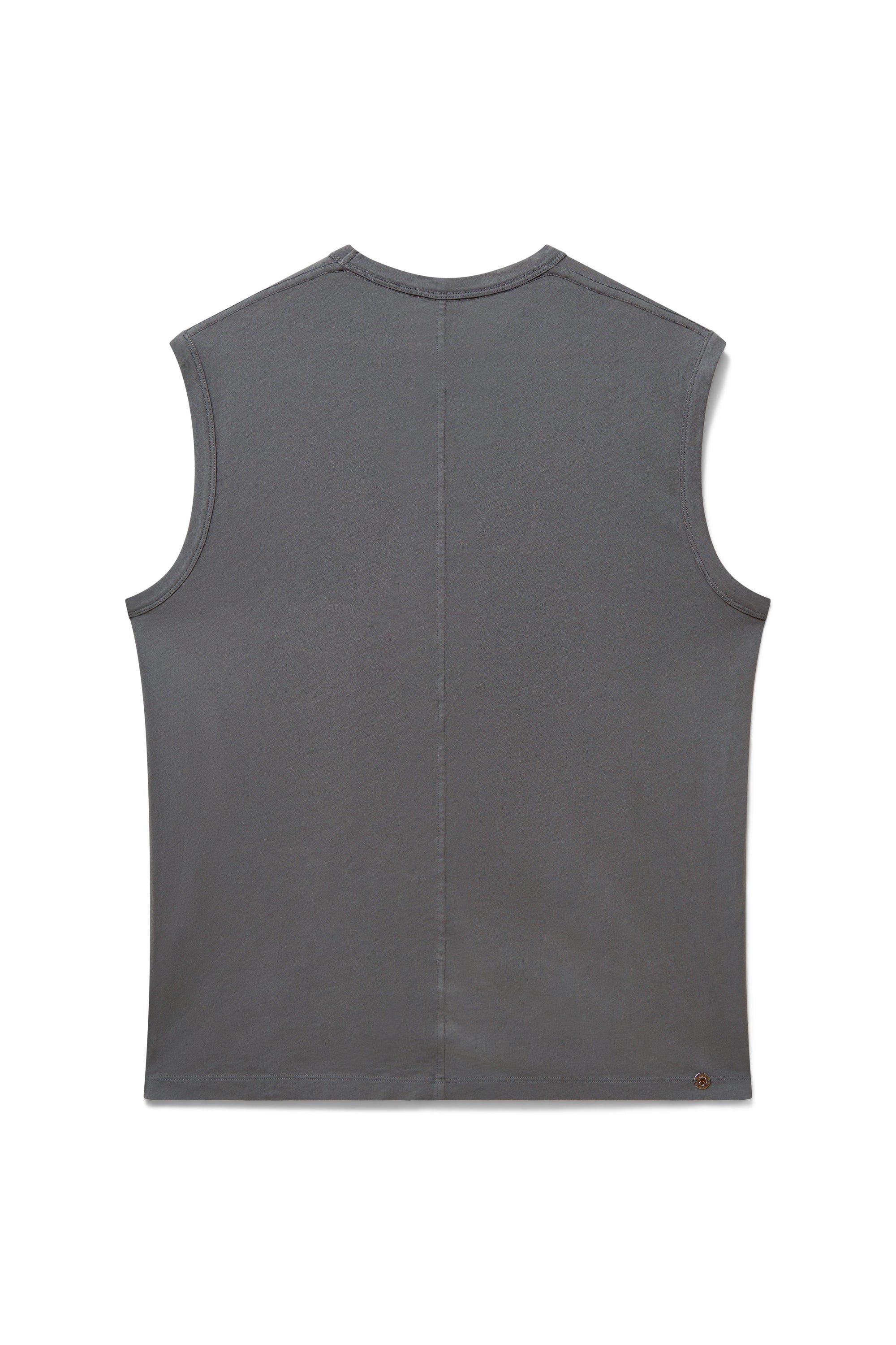 Shale | EDN Genesis mens muscle tee product rear view, organic cotton
