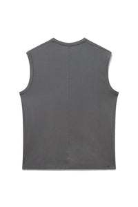 Shale | EDN Genesis mens muscle tee product rear view, organic cotton