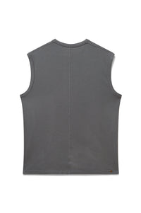 Shale | EDN Genesis mens muscle tee product rear view, organic cotton