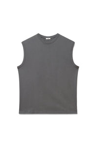 Shale | EDN Genesis mens muscle tee product front view, organic cotton