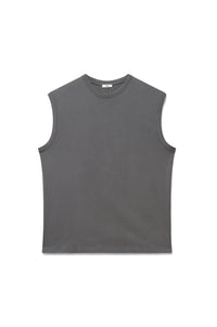 Shale | EDN Genesis mens muscle tee product front view, organic cotton
