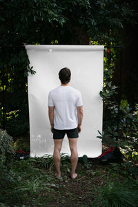 Alabaster | EDN Genesis mens t-shirt on-body rear view, organic cotton
