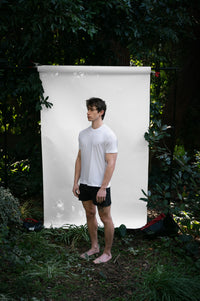 Alabaster | EDN Genesis mens t-shirt on-body side view, organic cotton