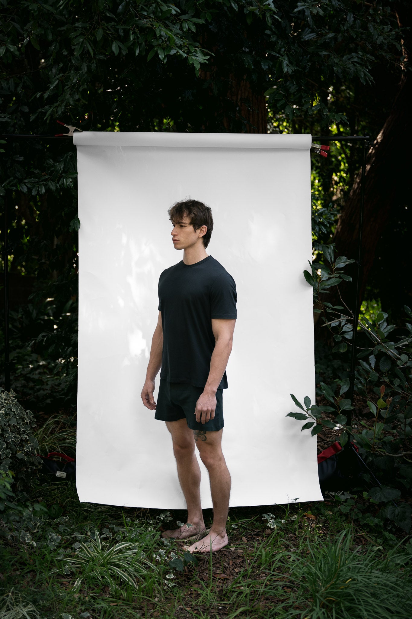 Cinder | EDN Genesis mens t-shirt on-body side view, organic cotton