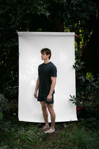 Cinder | EDN Genesis mens t-shirt on-body side view, organic cotton