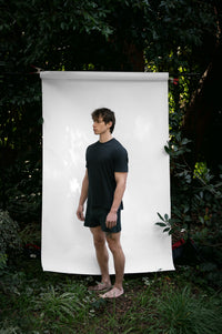 Cinder | EDN Genesis mens t-shirt on-body side view, organic cotton