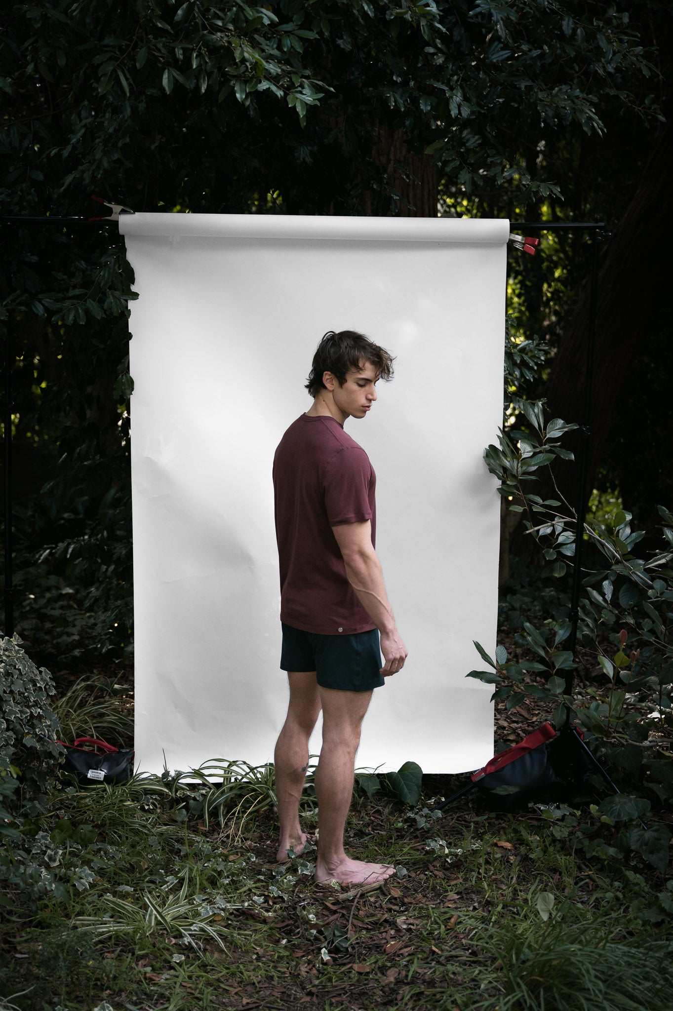 Clay | EDN Genesis mens t-shirt on-body rear view, organic cotton