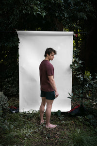 Clay | EDN Genesis mens t-shirt on-body rear view, organic cotton