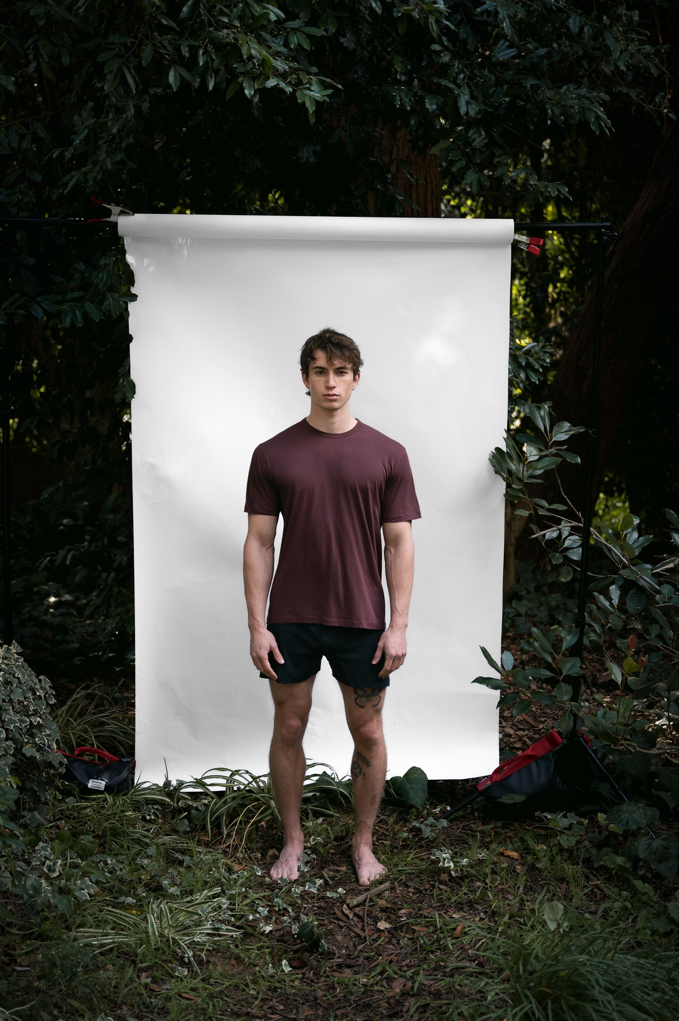 Clay | EDN Genesis mens t-shirt on-body front view, organic cotton