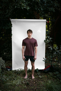 Clay | EDN Genesis mens t-shirt on-body front view, organic cotton