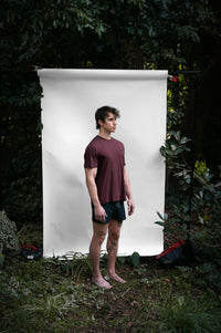 Clay | EDN Genesis mens t-shirt on-body side view, organic cotton