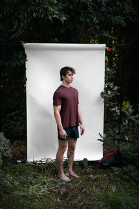 Clay | EDN Genesis mens t-shirt on-body side view, organic cotton