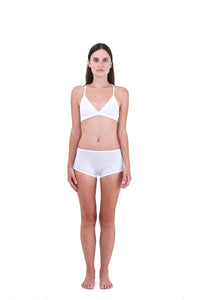 Alabaster | EDN Genesis womens thong on-body front view, organic cotton