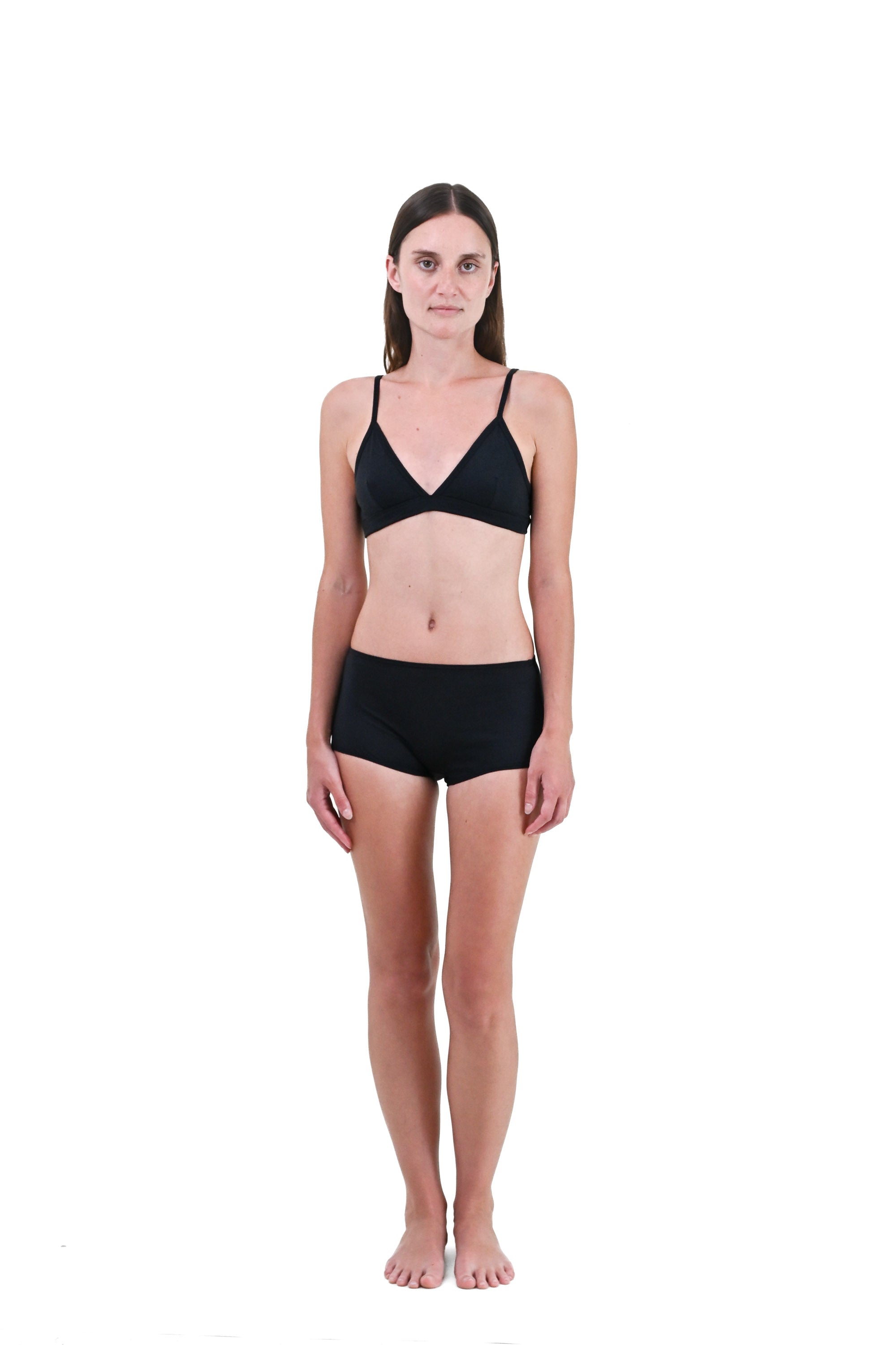Cinder | EDN Genesis womens thong on-body front view, organic cotton