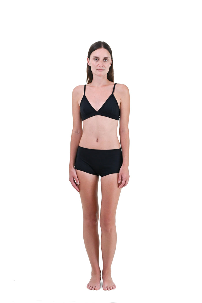 Cinder | EDN Genesis womens thong on-body front view, organic cotton