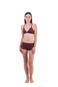 Clay | EDN Genesis womens thong on-body front view, organic cotton
