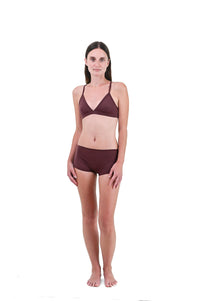 Clay | EDN Genesis womens thong on-body front view, organic cotton
