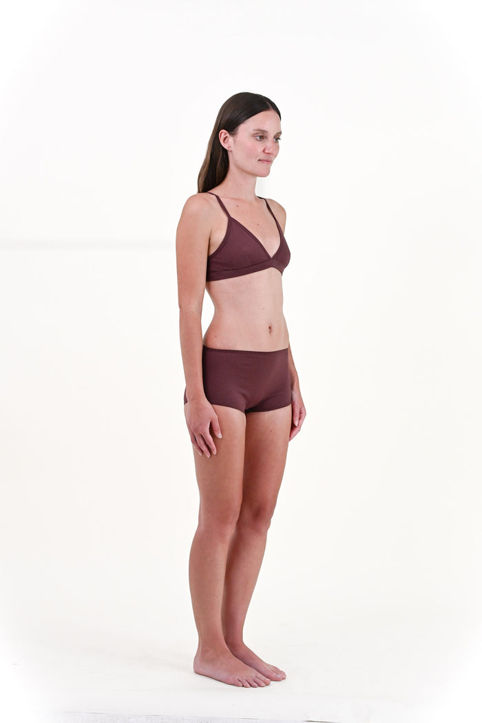 Clay | EDN Genesis womens thong on-body side view, organic cotton