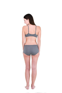 Shale | EDN Genesis womens thong on-body rear view, organic cotton