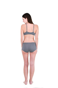 Shale | EDN Genesis womens thong on-body rear view, organic cotton