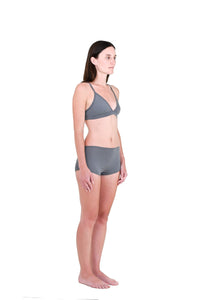 Shale | EDN Genesis womens thong on-body side view, organic cotton