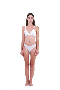 Alabaster | EDN Genesis womens bralette front view on body, organic cotton