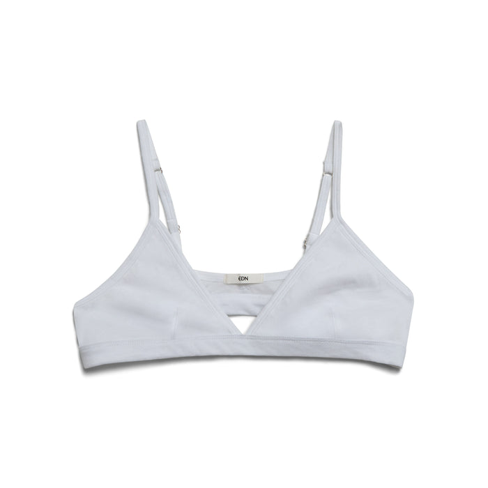 Alabaster | EDN Genesis womens bralette front view product, organic cotton