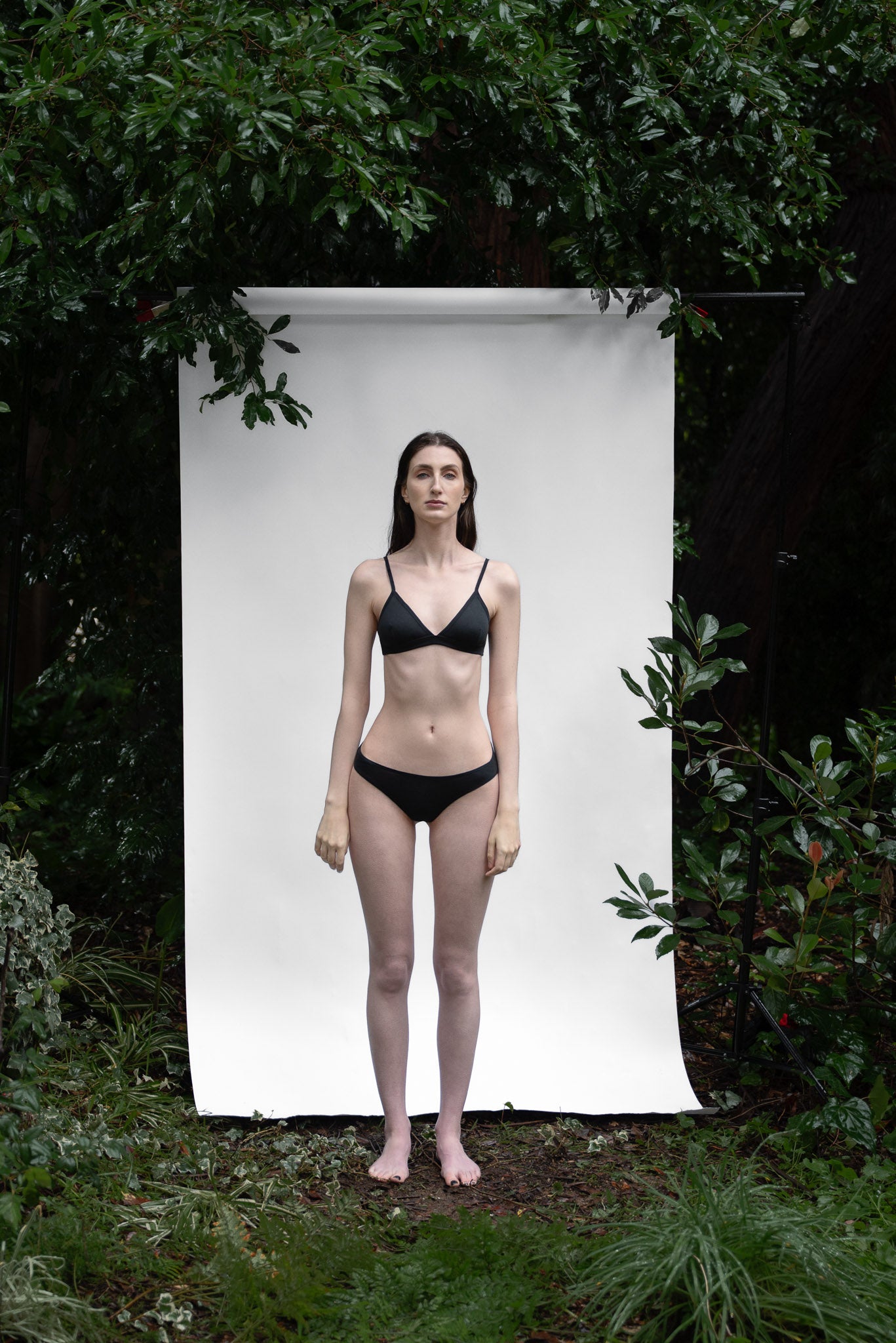 Cinder | EDN Genesis womens bralette front view on body, organic cotton