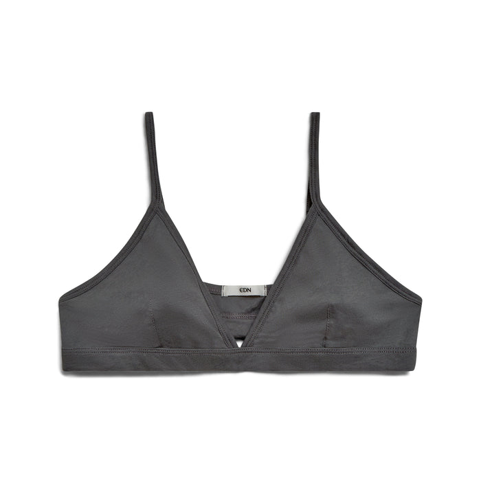 Shale | EDN Genesis womens bralette front view product, organic cotton