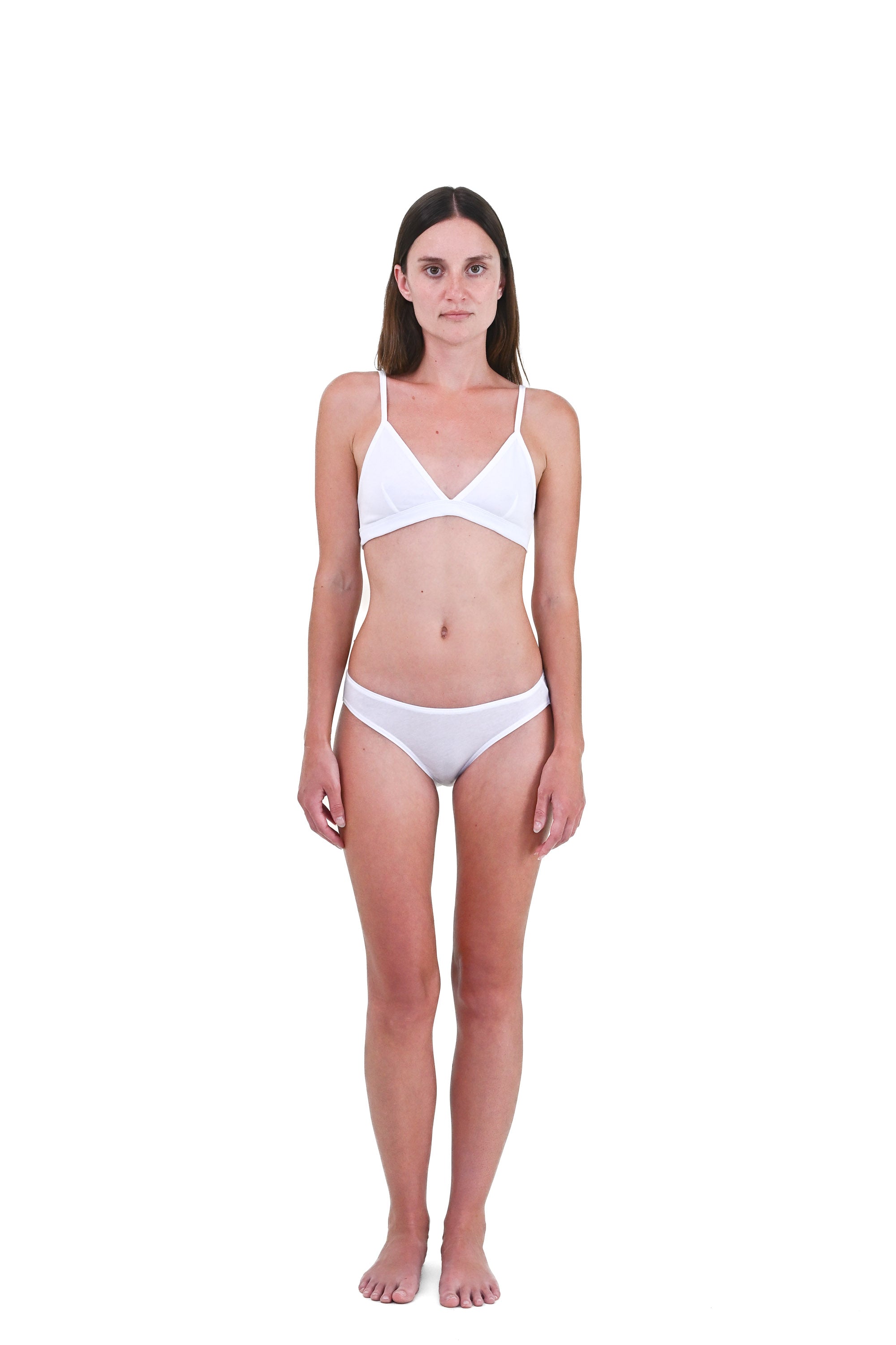 Alabaster | EDN Genesis womens brief on-body front view, organic cotton