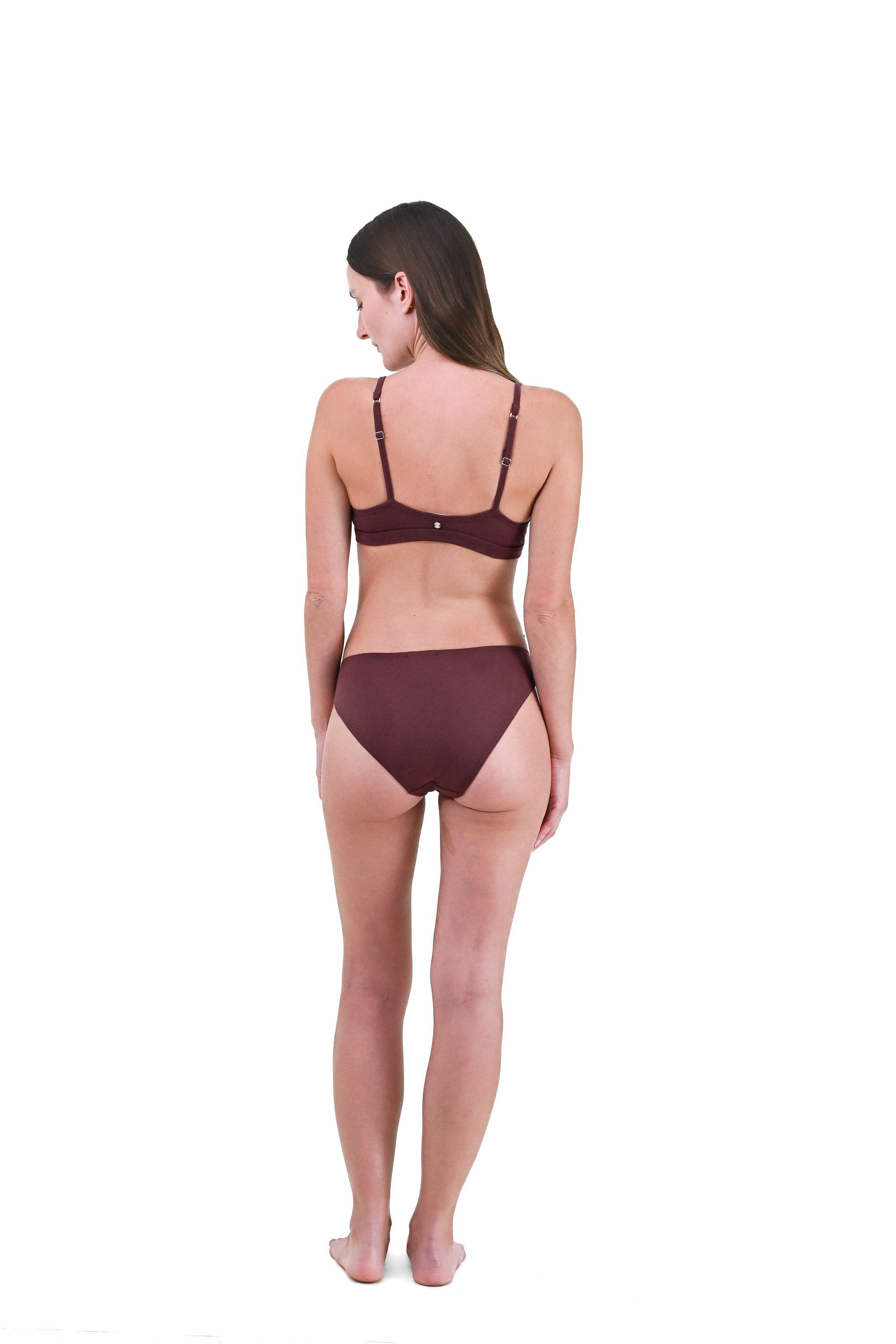 Clay | EDN Genesis womens brief on-body rear view, organic cotton