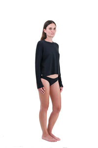 Cinder | EDN Genesis womens long sleeve on-body side view, organic cotton