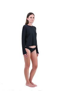 Cinder | EDN Genesis womens long sleeve on-body side view, organic cotton