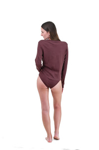 Clay | EDN Genesis womens long sleeve on-body rear view, organic cotton