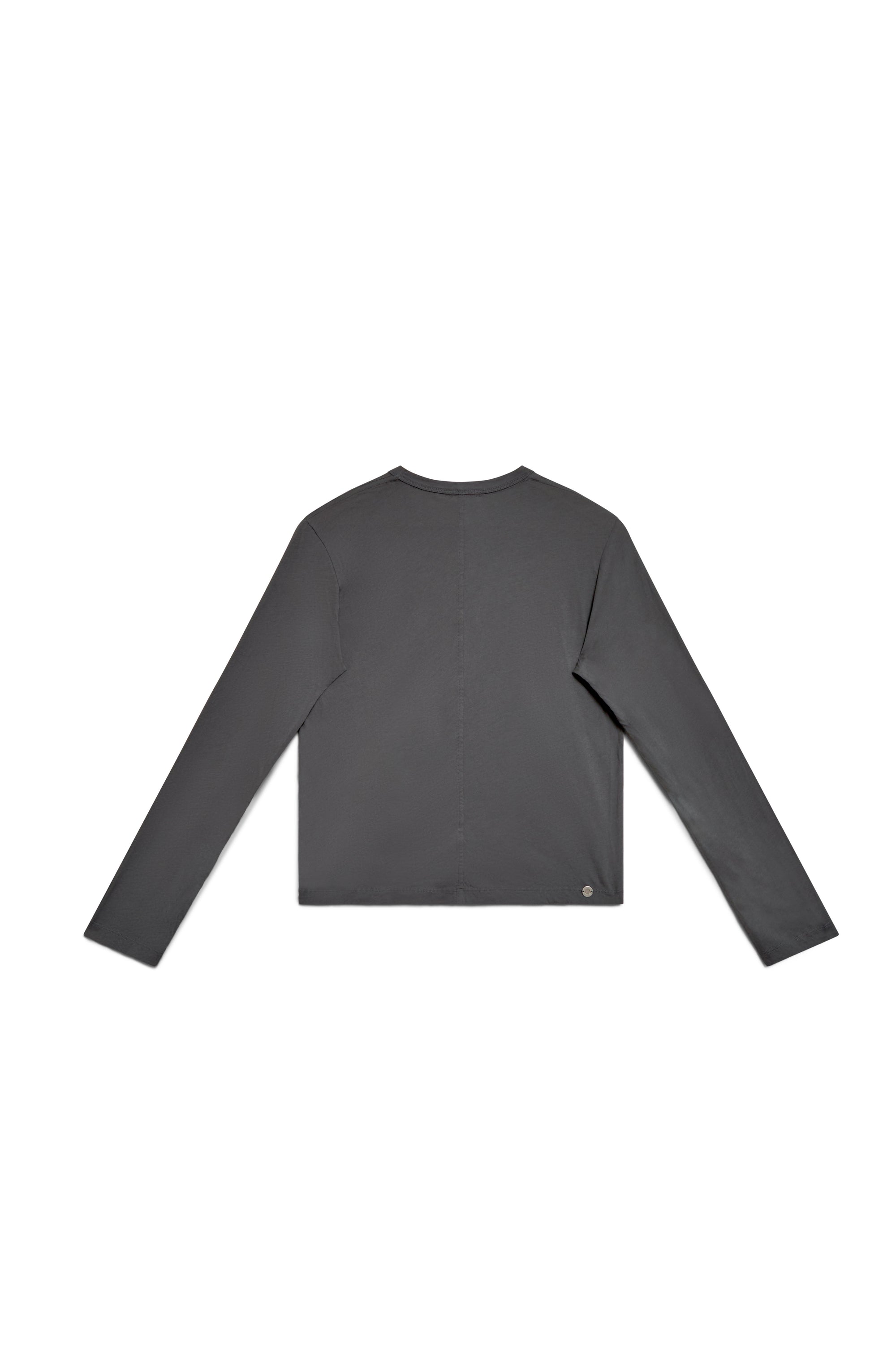 Shale | EDN Genesis womens long sleeve product rear view, organic cotton